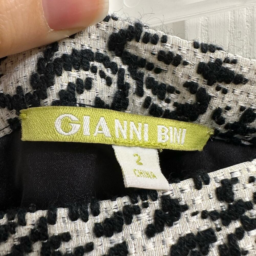 Gianni Bini Skirt French Damask Thick Jacquard Pockets XS 2 Woven A-line B&W - Picture 5 of 6